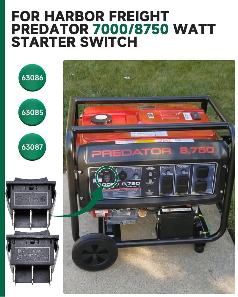 MZCTD （2-Pack for Compatible Start On Off Switch for Harbor Freight Predator 7000/8750/9500 Watt 63086 63085 63087 - Image 3